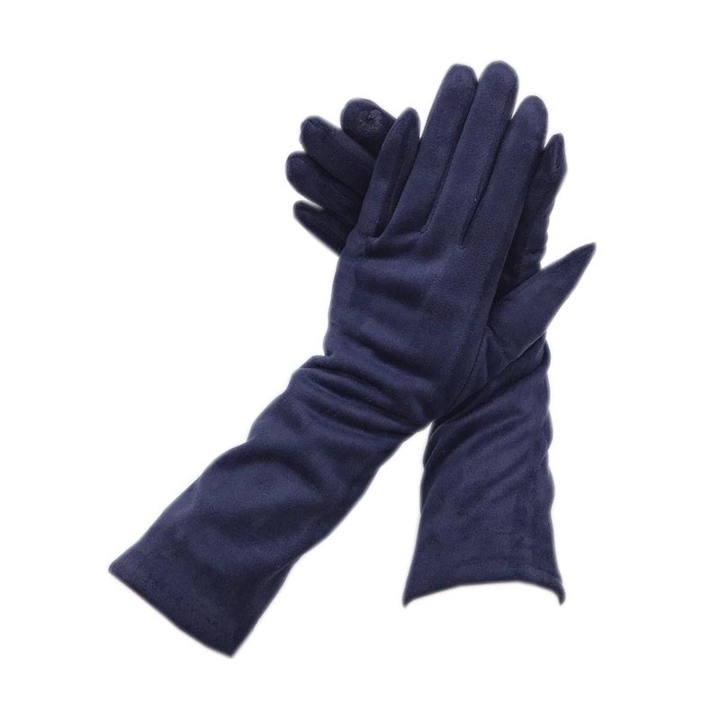 Winter ladies long suede fashion suede glove touch screen thick black gray beige dark blue brown light gray red composite suede 201021