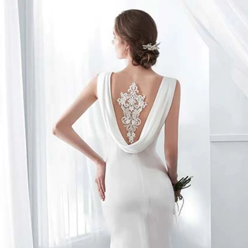 Modern Dresses Jewwl Sleeve Less Applique Race Backless Wedding Dress Custom Made With Satin Vestidos De Novia