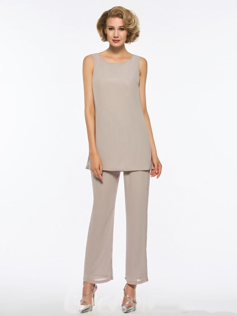 Elegant 3 Pieces Chiffon Mother Of The Bride Pant Suits With Long Jacket Wedding Guest Gowns Boho Beach Party Prom Dresses Evening Outfit