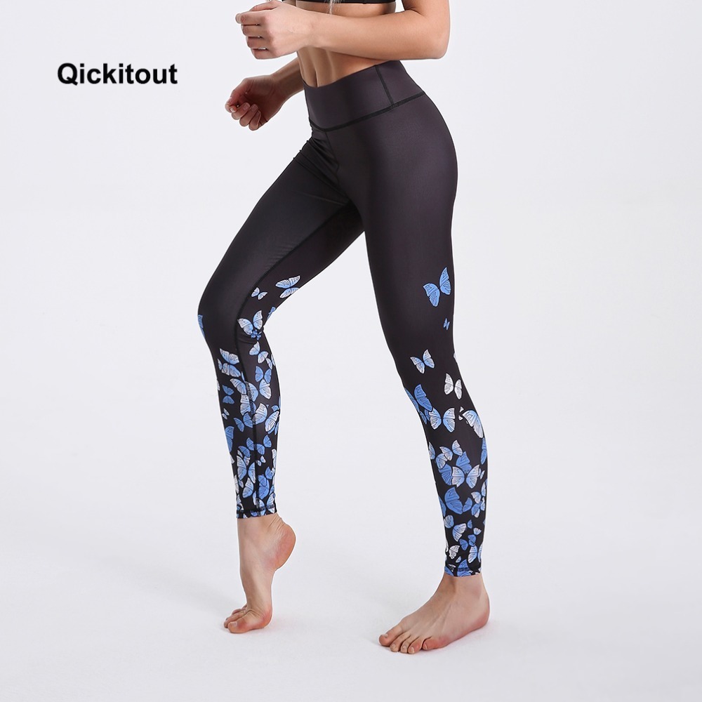 Qickitout New Spring Leggings Black Background Butterfly Printed Leggings High Waist Long Pants Sexy Casual Pants 201202