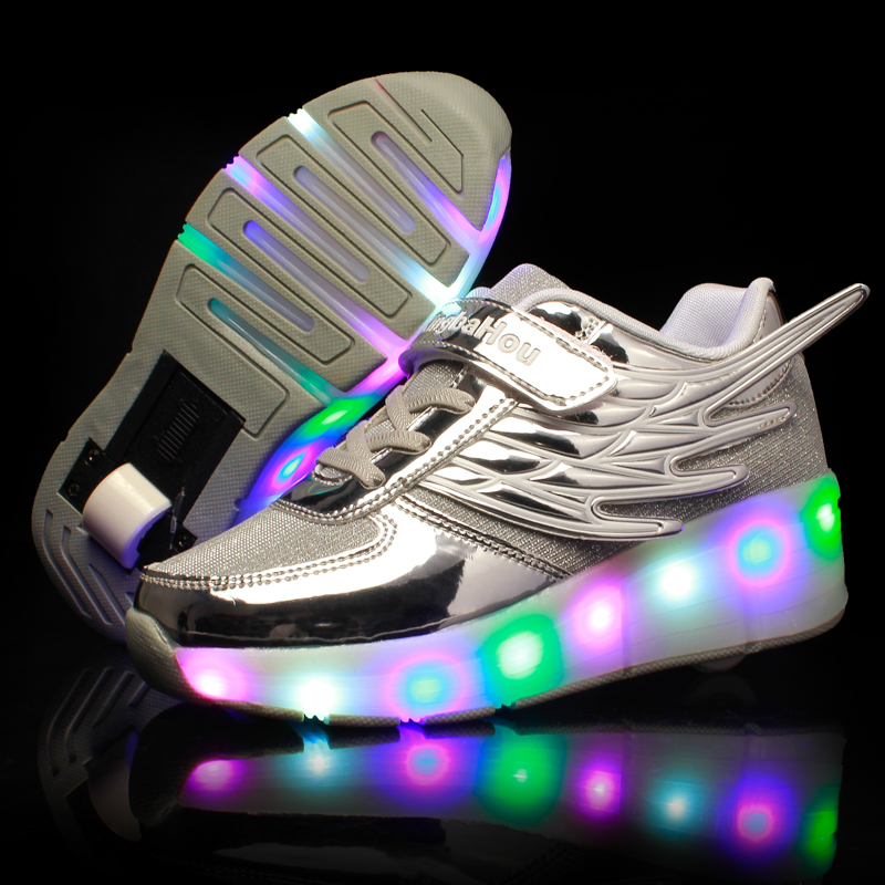 New Pink Gold Cheap Child Fashion Girls Boys LED Light Roller Skate Shoes For Children Kids Sneakers With Wheels One wheels
