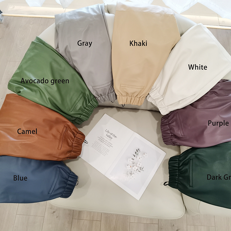 Women pnats Real leather pants Women leather trousers high waist harem pants plus size new Elastic waist streetwear pants 201112