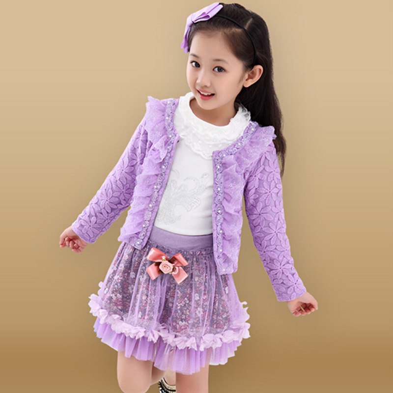 Hot Baby Girl Dress Spring Burst Evening Dress Princess Lace Sexy Dress Three Sets Baby Girl Clothes Birthday Day GiftX1019