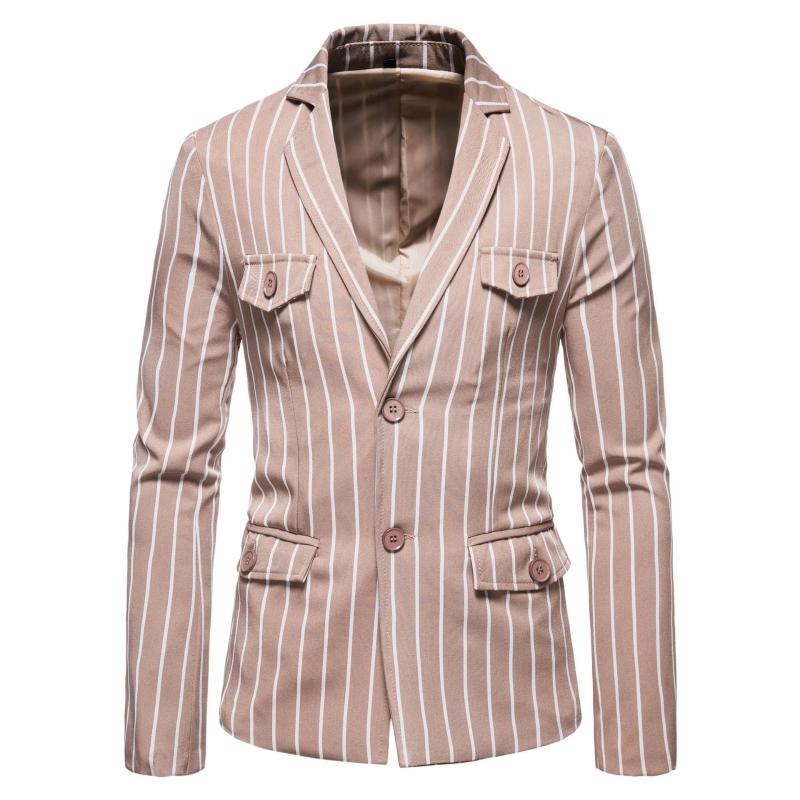 Autumn Foreign Trade Large Size Suit Stripes Two Buttons dan xi England Tops Cross Border Pocket Decoration Suit Coat Male, Shallow khaki
Autumn Foreign Trade Large Size Suit Stripes Two Buttons dan xi England Tops Cross Border Pocket Decoration Suit Coat Male, Shallow khaki