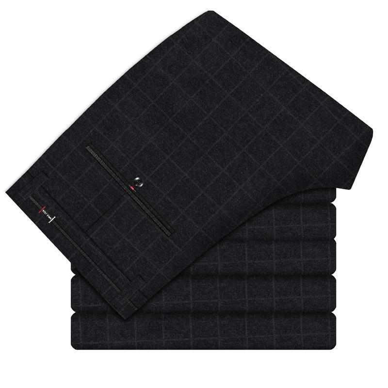 Men's Chinos Pants, Elastic Cotton Trousers For Business Casual, Black