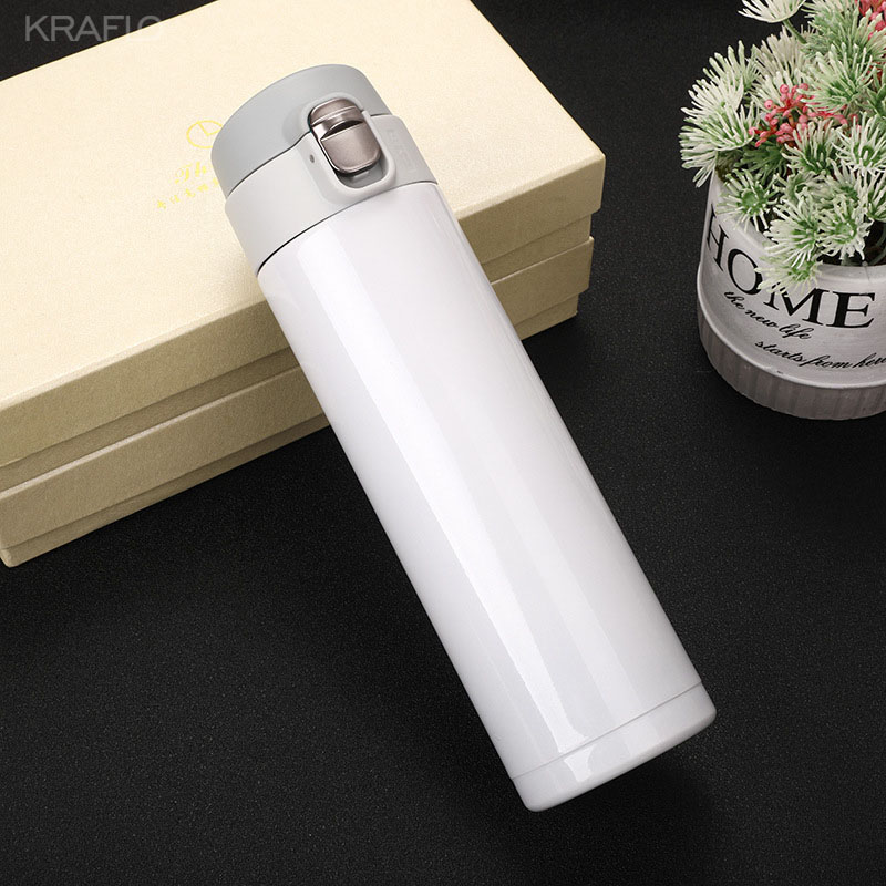 wholesale 500ml factory price Portable Thermos Mug with bounce lid Printable logo Seal Stainless Steel Vacuum Flasks vacuum cup For Car Water Bottles