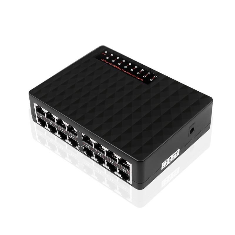 

kebidumei 16 Ports Fast Ethernet Network Switch High Quality 10/100Mbps LAN RJ45 Vlan Switcher Hub For Desktop EU/US Adapter