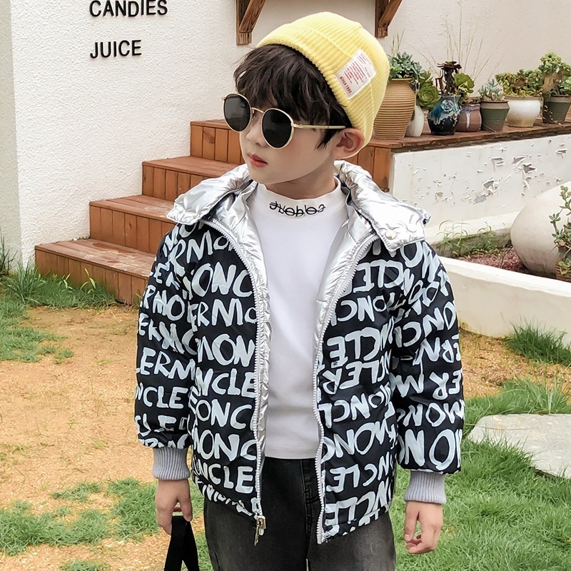 Winter children's cotton padded jacket suit new boys and girls bright face thickening double face cotton padded children's down 201102