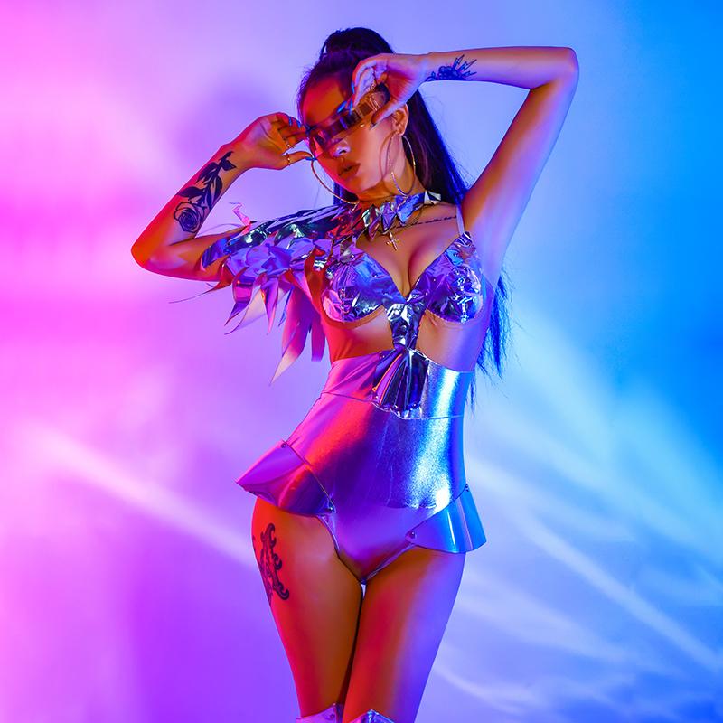 Stage Wear Women Silver Bodysuit Jazz Dance Costumes Bar Dj Dancers Sexy Nightclub Singer Hiphop Clothes Outfit, Black;red 
Stage Wear Women Silver Bodysuit Jazz Dance Costumes Bar Dj Dancers Sexy Nightclub Singer Hiphop Clothes Outfit, Black;red