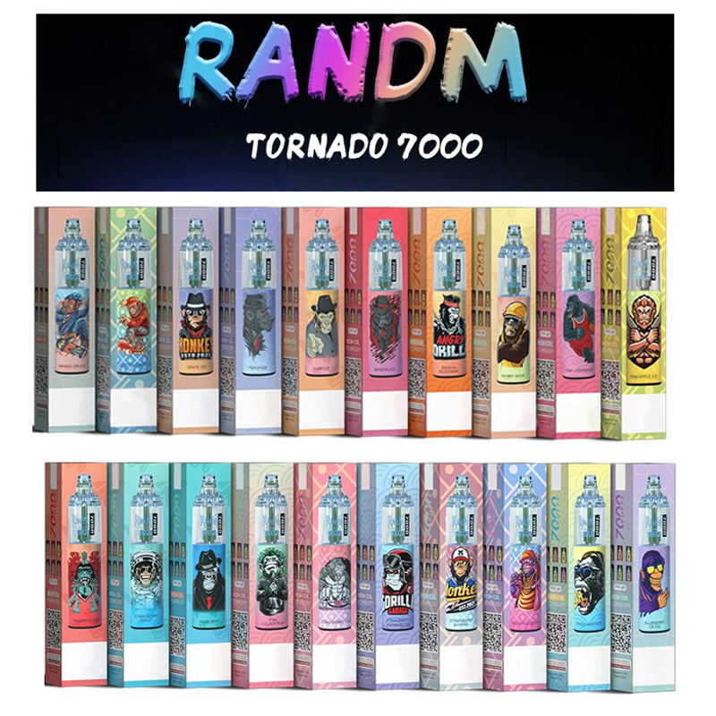 Authentic RandM Tornado Disposable E-cigarettes Pod Device Kit 7000 Puffs 1000mAh Rechargeable Battery 14ml Prefilled Pods Cartridges Vape Stick Pen Kits