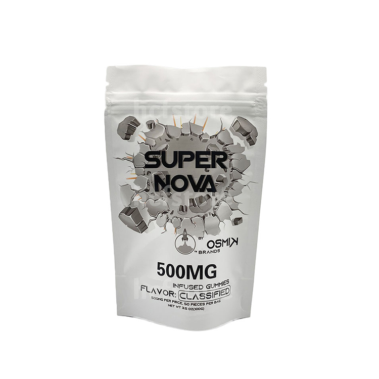 KOSMIK SUPER NOVA edibles gummies bags classified flavor stand up smell proof empty candy packaging plastic mylar bag 500 mg
KOSMIK SUPER NOVA edibles gummies bags classified flavor stand up smell proof empty candy packaging plastic mylar bag 500 mg