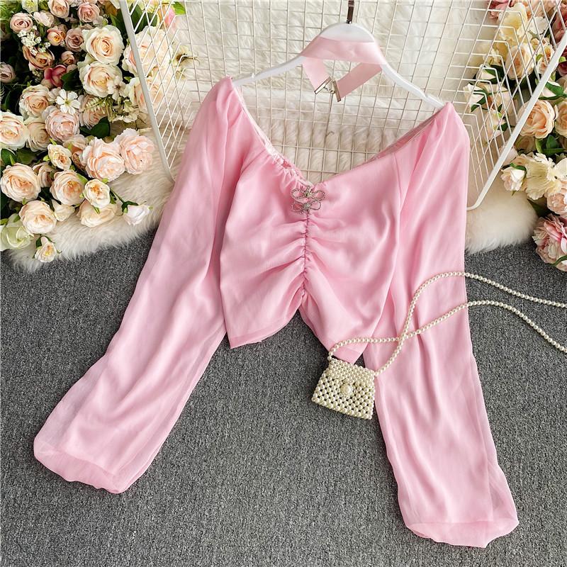 Women Autumn New Blouse Slash Neck Strapless Slim Chiffon Shirts Japan Puff Sleeve Sexy Short Crop Tops Female GX1067, Green
Women Autumn New Blouse Slash Neck Strapless Slim Chiffon Shirts Japan Puff Sleeve Sexy Short Crop Tops Female GX1067, Green