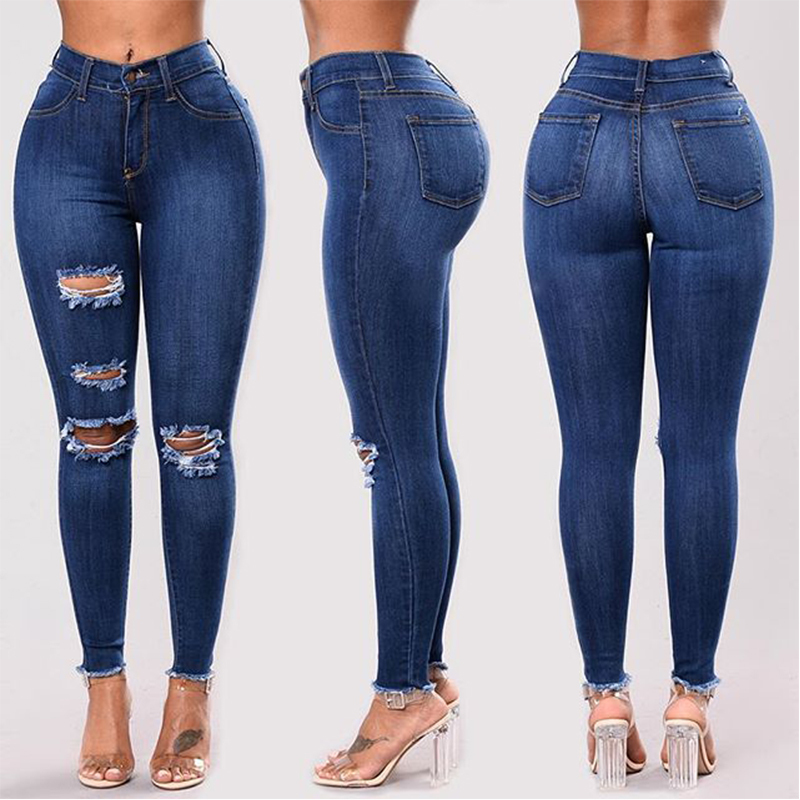 New Spring Fashion High Waist Mom Jeans Female Ripped Jeans For Women Black Denim Skinny Jeans Woman Plus Size Pencil Pants 201105