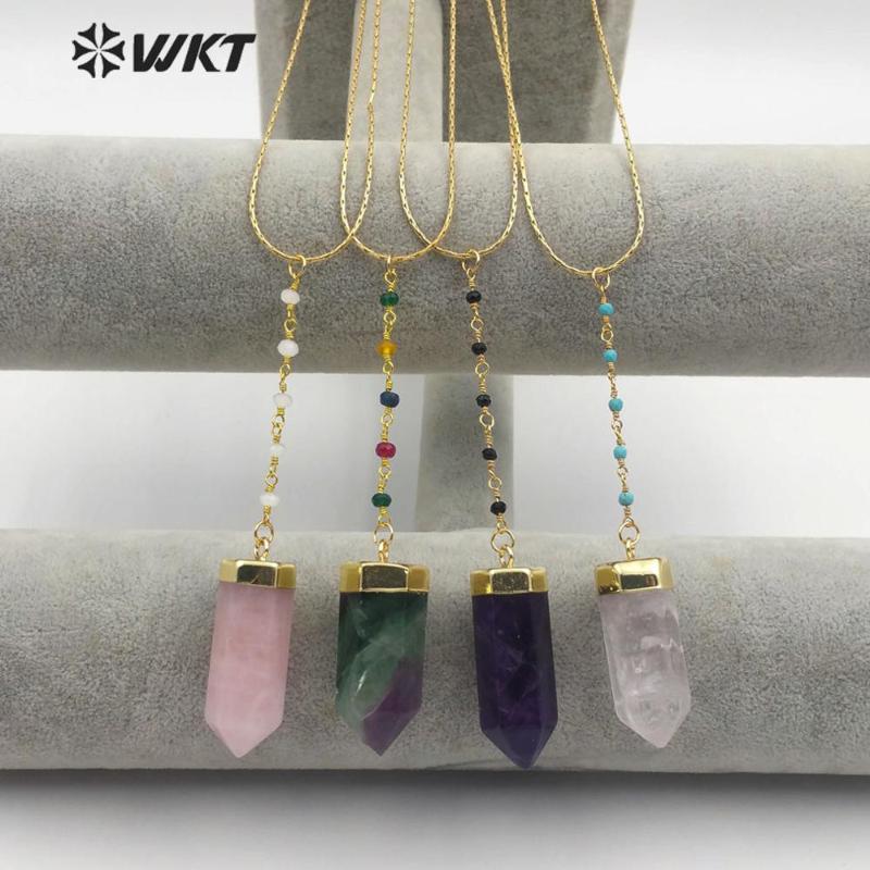 WT-N1180 Natural Stone Necklace Rose quart z / fluorite Stone with Gem Beads Gold Electroplated Chain Woman Necklace
WT-N1180 Natural Stone Necklace Rose quart z / fluorite Stone with Gem Beads Gold Electroplated Chain Woman Necklace