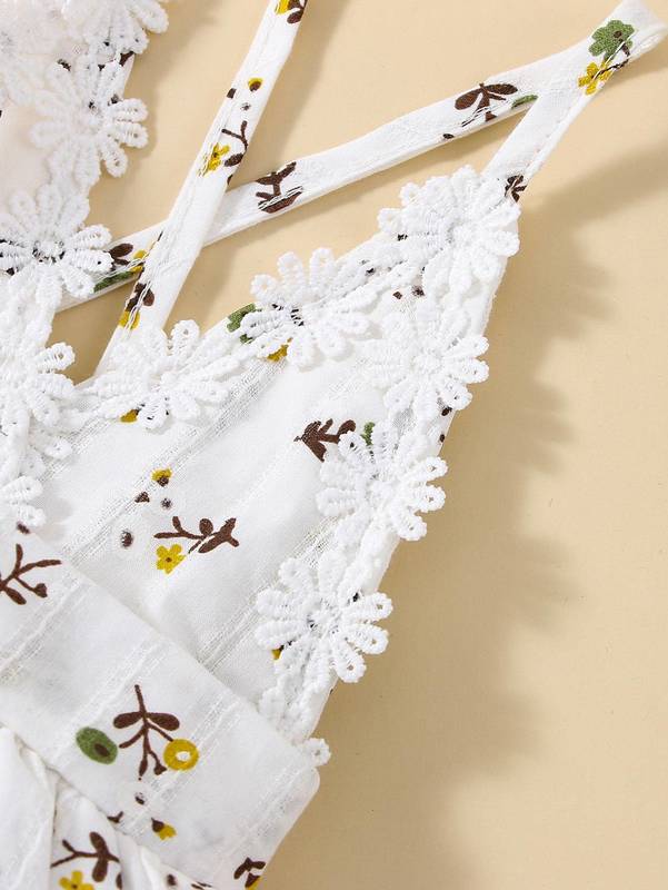 Baby Plant Print Appliques Cami Dress & Headband SHE