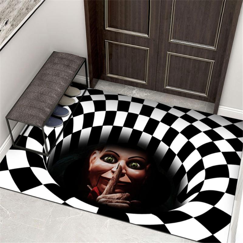 Carpets 3D Bedroom Living Room Floor Door Mat Clown Broom Rectangular Black&White Lattice Carpet Halloween Horror 
Carpets 3D Bedroom Living Room Floor Door Mat Clown Broom Rectangular Black&White Lattice Carpet Halloween Horror