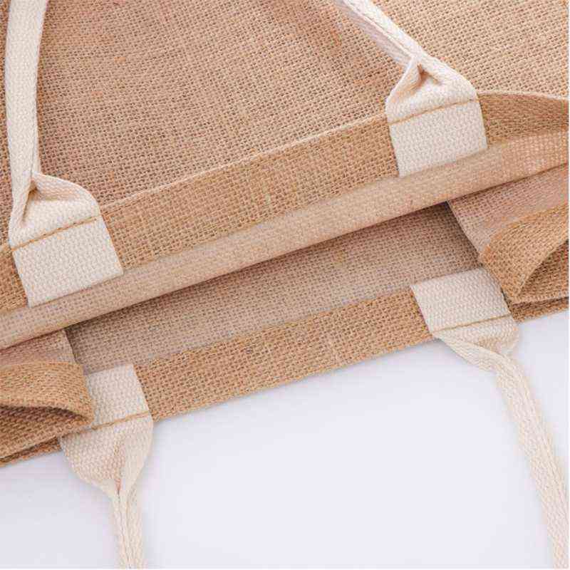 NXY Shopping Bags pouch Burlap with Laminated Interior and Soft Cotton Handle Women Grocery Bridesmaid Gift 220128