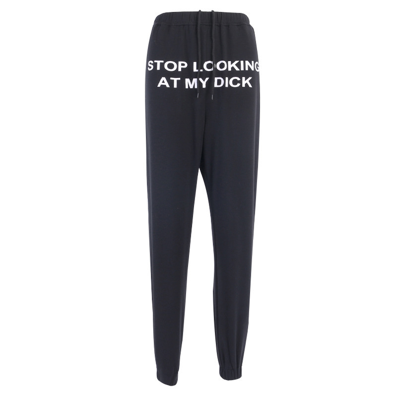 HOUZHOU Sweat Pants Women Letter Stop Looking At My Dick Sweatpants Women Joggers Dropshipping Hip Hop Black High Waist Pants 201113, White vest
HOUZHOU Sweat Pants Women Letter Stop Looking At My Dick Sweatpants Women Joggers Dropshipping Hip Hop Black High Waist Pants 201113, White vest
