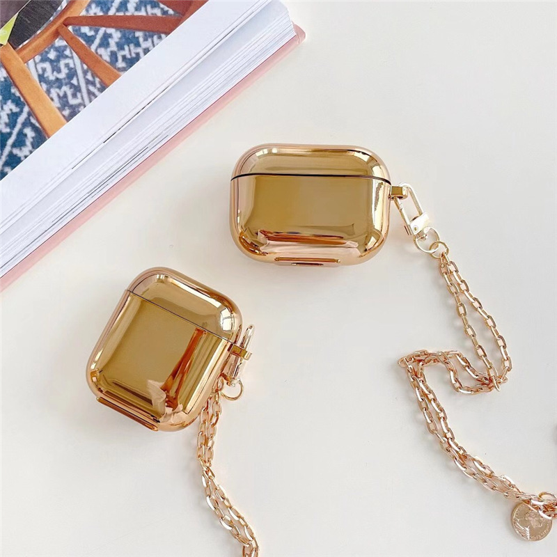 Gold Electroplate Keychain Earphone Case For Airpod case Silicone Wireless Headset Protective Cover For Air pods 2 Case Coque, A for airpods 1/2
Gold Electroplate Keychain Earphone Case For Airpod case Silicone Wireless Headset Protective Cover For Air pods 2 Case Coque, A for airpods 1/2