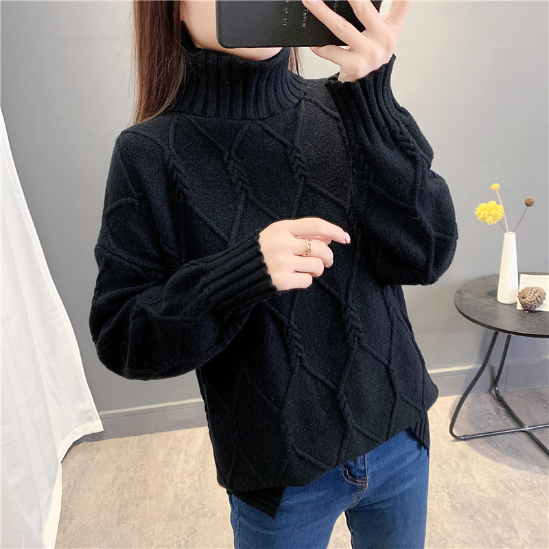Winter Womens Turtleneck Warm Sweater Female Long Sleeve Thick Knitted Sweaters Casual Loose Wool Pullovers Outwear 201223