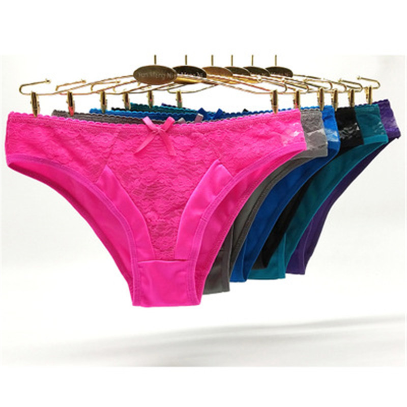 Girl's Panties Solid and Breathable Lace Girls Briefs Panties Transparent Thongs G-string Female Comfortable Lingerie 6pcs/lot Y0126