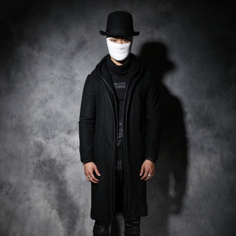 2021 Autumn New Men Long Style Thin Double Personality Jacket Necklace Korean Version of Windbreak Men' Wool Coat EMK4, Black
2021 Autumn New Men Long Style Thin Double Personality Jacket Necklace Korean Version of Windbreak Men' Wool Coat EMK4, Black