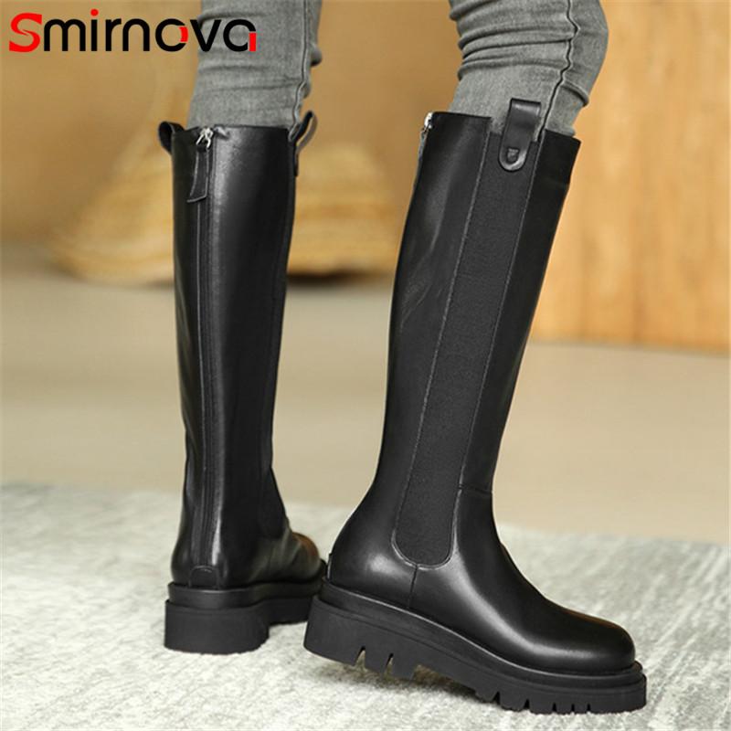 Smirnova Genuine Leather Shoes Women New Knee High Boots Round Toe Autumn Winter Fashion Thick Bottom Women's Motorcycle Boots, Black not fur
Smirnova Genuine Leather Shoes Women New Knee High Boots Round Toe Autumn Winter Fashion Thick Bottom Women's Motorcycle Boots, Black not fur