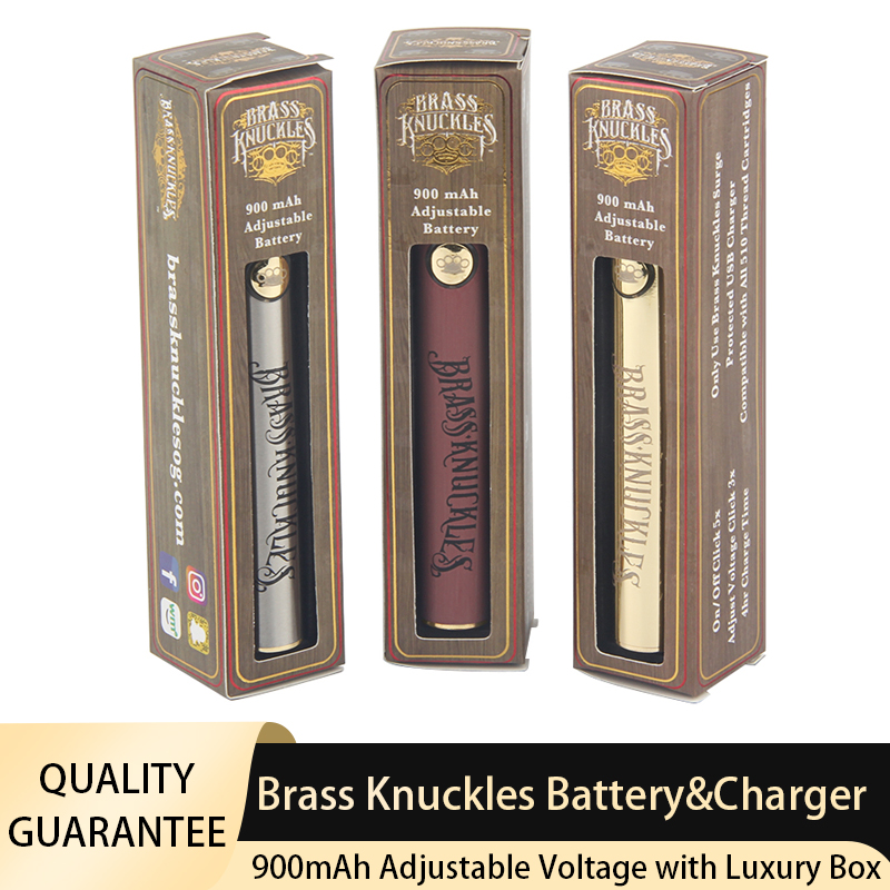 Brass Knuckles Vape Battery Charger Kit 900mAh 510 Thread Preheat Adjustable Voltage Cigarettes 3 Colors Pen Batteries
Brass Knuckles Vape Battery Charger Kit 900mAh 510 Thread Preheat Adjustable Voltage Cigarettes 3 Colors Pen Batteries