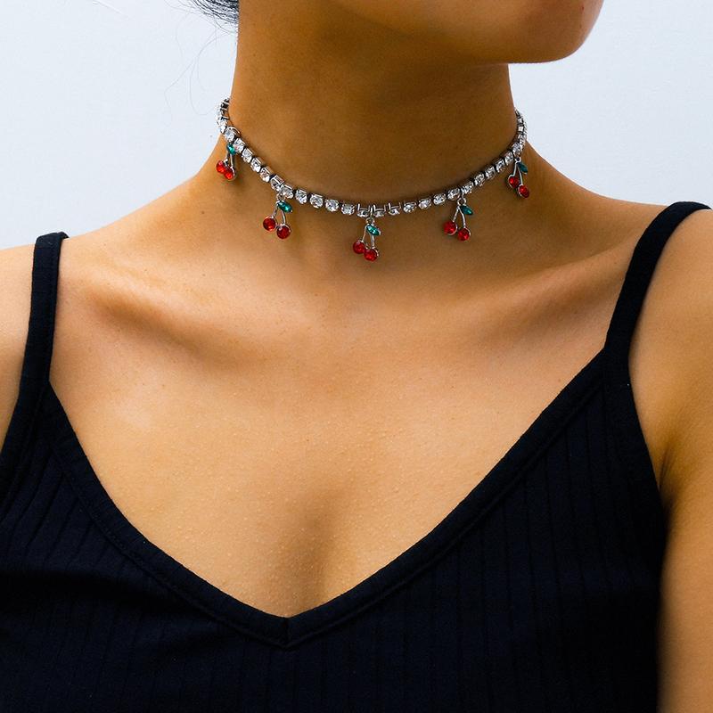 SOHOT Romantic Cute Imitation Crystal Tassel Cherry Pendant Women Choker Necklaces For Female Lover Party Jewelry Bijoux Gift
SOHOT Romantic Cute Imitation Crystal Tassel Cherry Pendant Women Choker Necklaces For Female Lover Party Jewelry Bijoux Gift