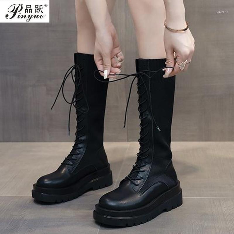 Women Sock Boots Autumn Lace up Mid Calf Boots Female High Platform Sock Shoes Fashion Beige Stockings Mid-calf1
Women Sock Boots Autumn Lace up Mid Calf Boots Female High Platform Sock Shoes Fashion Beige Stockings Mid-calf1