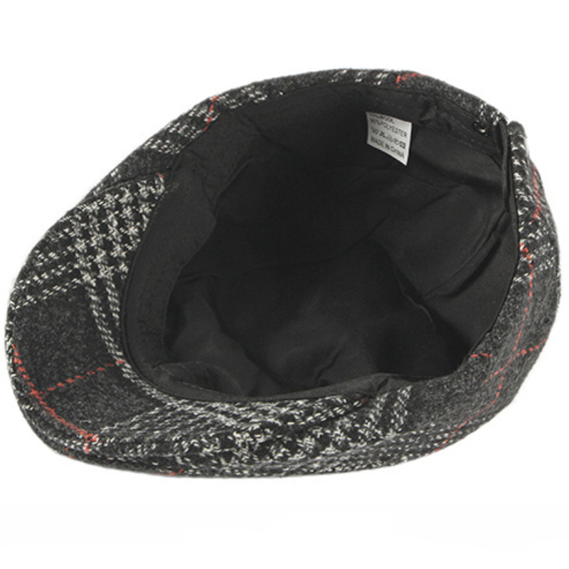 HT2701 Beret Cap Autumn Winter Wool Hat Vintage Plaid Men Women Berets Adjustable Retro Ivy Newsboy Flat Cap Artist Painter Hat 201026