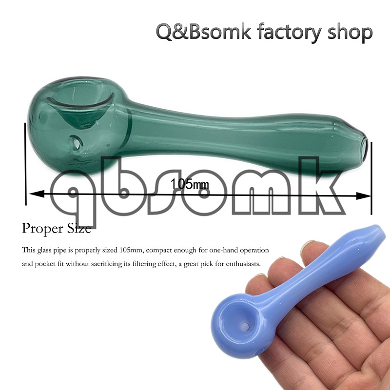 QBsomk Wholesales 4 Inch Smoking Hookah Tobacco Spoon Pipe Colored Mini Glass Small Hand Pipes