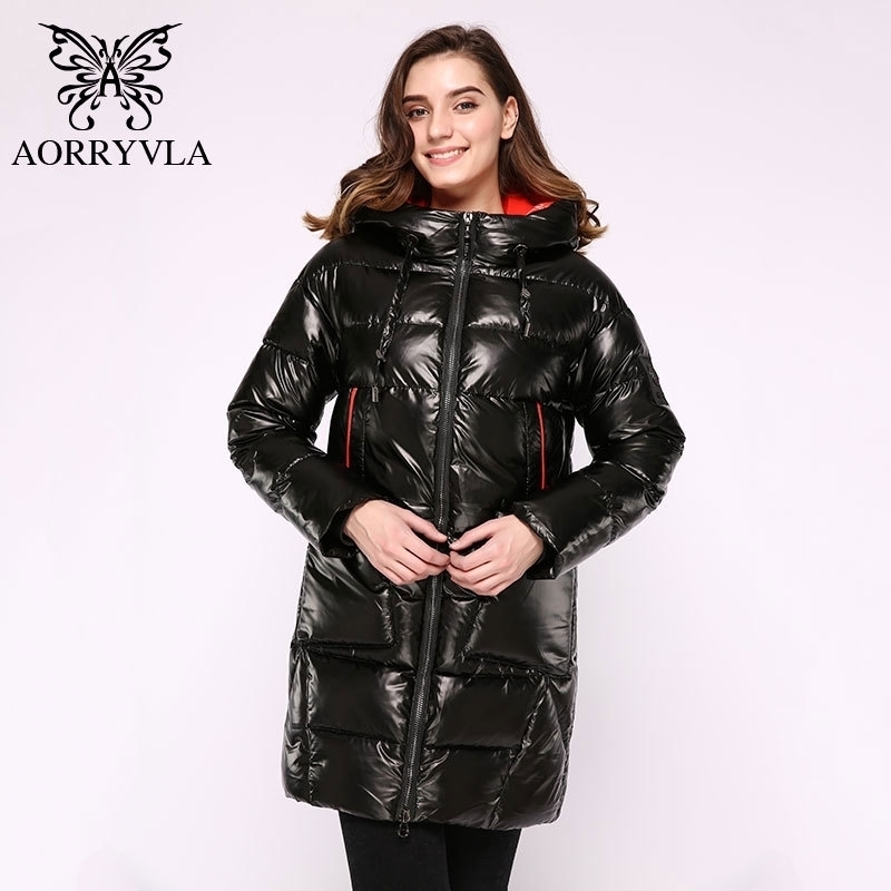 AORRYVLA Long Women's Down Jacket Thick Warm Puffer Jacket Hooded Cotton Parka Casual Female Outerwear Clothing Plus Size 201127