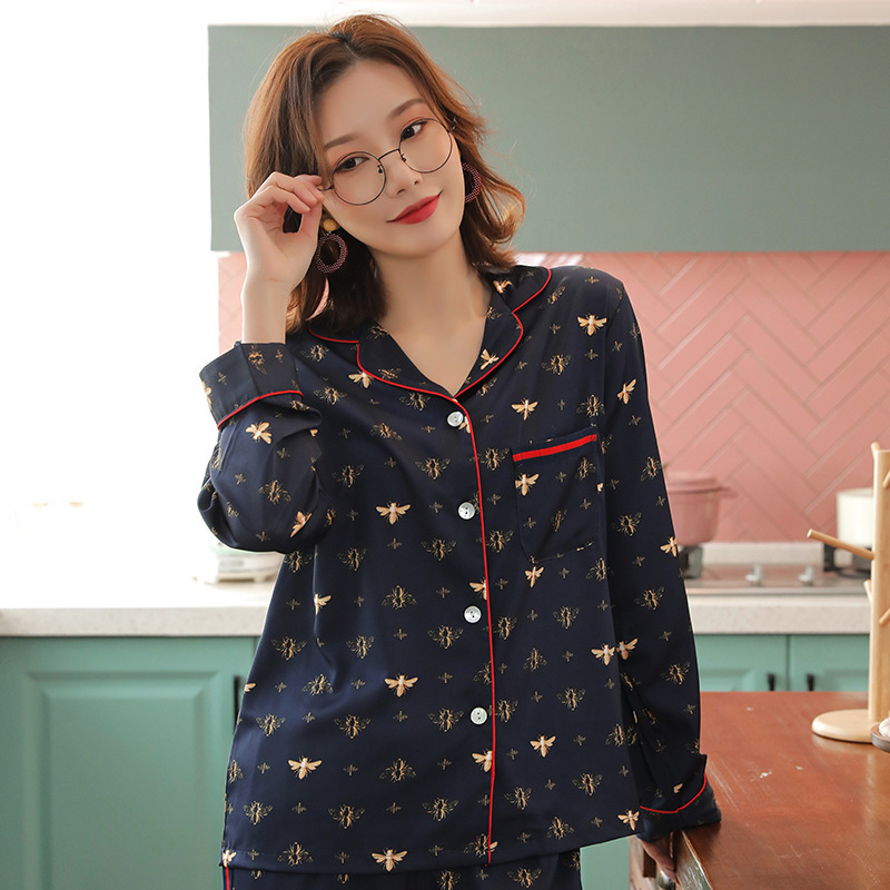 long-sleeved home service suit sexy woman pajamas silk pajamas for women homewear pijamas women sexy women's nightie summer 201027