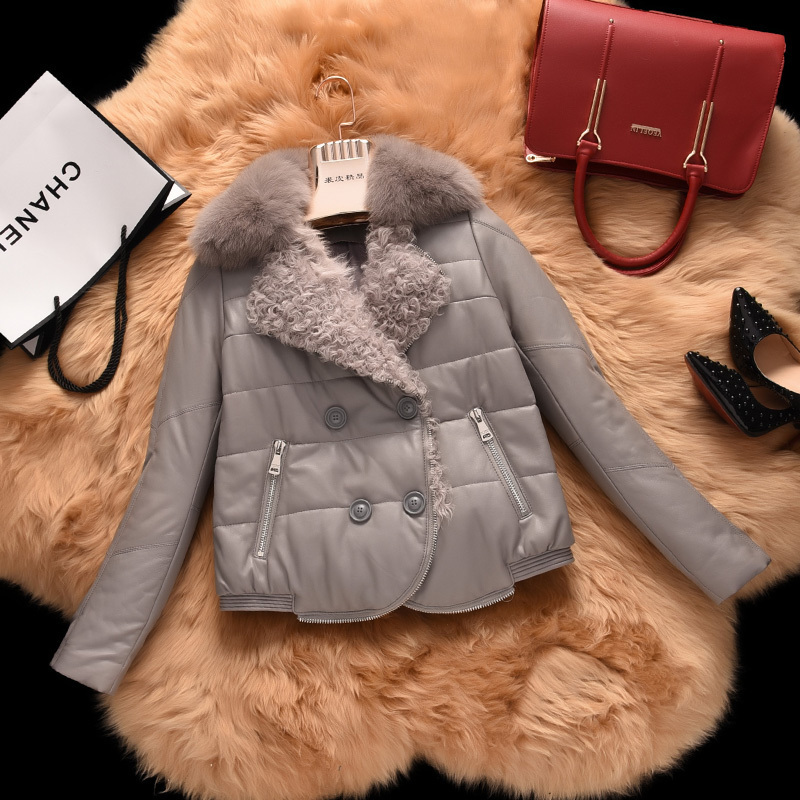 Tcyeek Warm Fox Fur Collar Genuine Leather Jacket Women Winter White Duck Down Jacket Real Sheepskin Coat Female Outwear 5072M01 201020