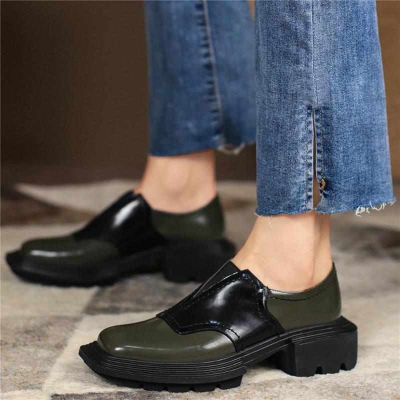 Punk Creepers Shoes Women Genuine Leather Chunky Heels Ankle Boots Female Low Top Round Toe Platform Pumps Shoes Casual, Army green
Punk Creepers Shoes Women Genuine Leather Chunky Heels Ankle Boots Female Low Top Round Toe Platform Pumps Shoes Casual, Army green