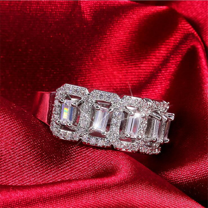 2024 Princess Cut Topaz Ring | Sier Wedding Band 0efd