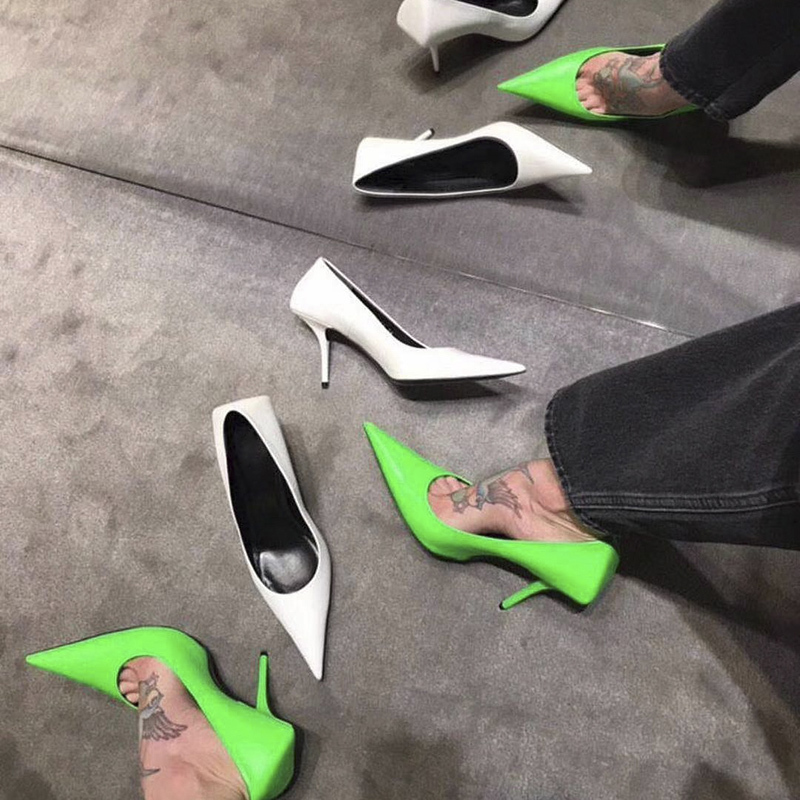 Spring Pointed Toe Pumps Women Neon Slip-On Super High Heels Sandals Women Ladies Fashion Runway Shoes Women Zapatos De Mujer LJ200924