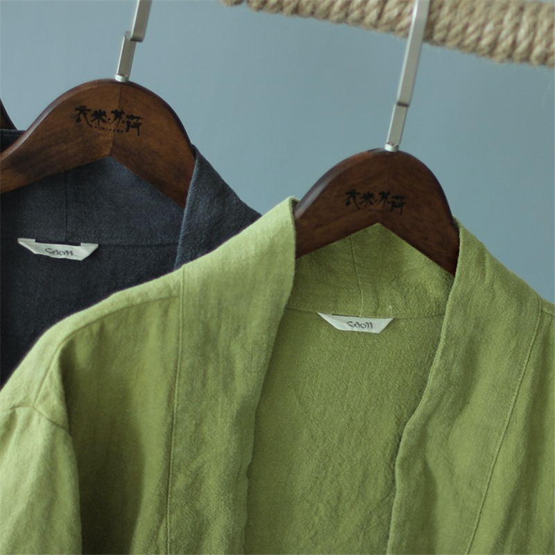 Johnature Women Coats Linen Jackets Pockets Autumn Open Stitch 5 Colour Loose Casual Long Sleeve Brief 201017