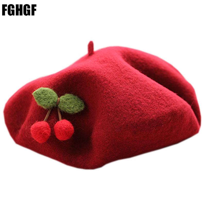 Solid Cute Cherry Beret Women Basque French Artist Wool Beret Stretch Slouch Cap Top Hat Autumn Winter Beanies Hat, White
Solid Cute Cherry Beret Women Basque French Artist Wool Beret Stretch Slouch Cap Top Hat Autumn Winter Beanies Hat, White