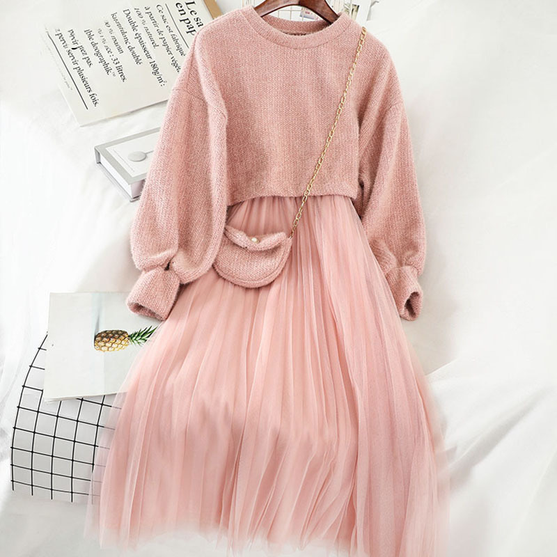 2021 New Female Two Pieces Suit Sweet Spring Mesh Nightgown Neck Sweaters Girdle Dress All 1Y2I, Pink
2021 New Female Two Pieces Suit Sweet Spring Mesh Nightgown Neck Sweaters Girdle Dress All 1Y2I, Pink