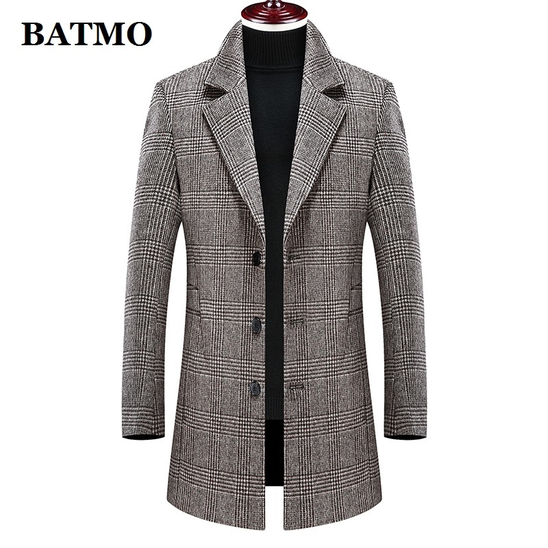 BATMO new arrival winter high quality wool plaid trench coat men,men's wool casual jackets,plus-size M-4XL 898 201222