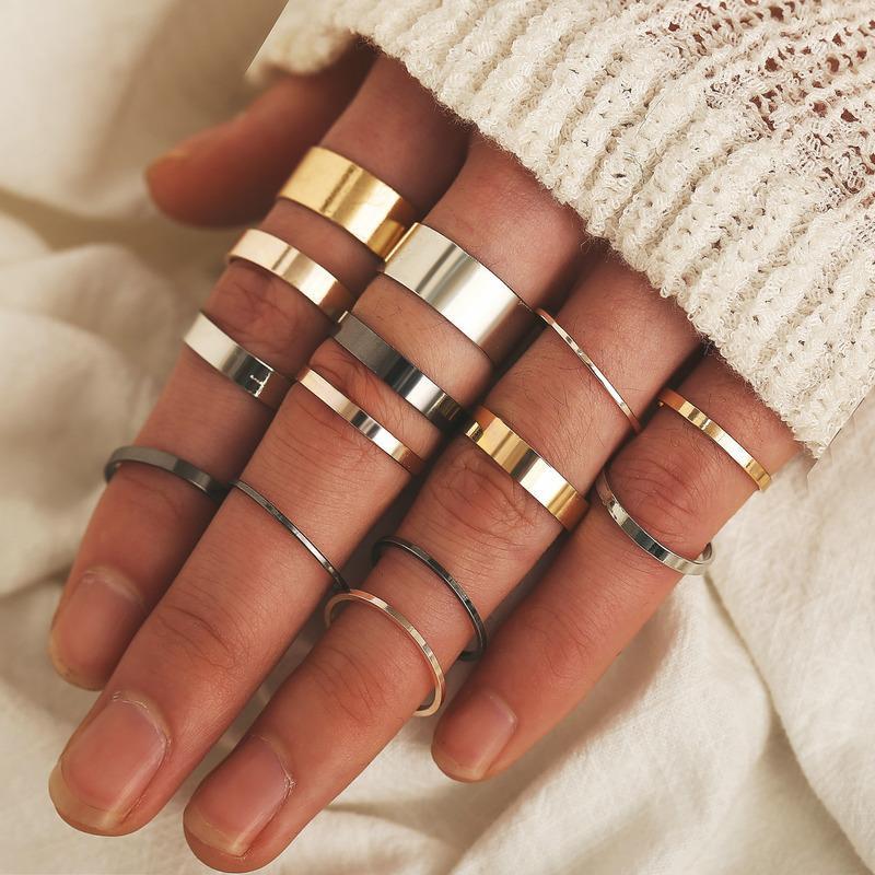 14 Pcs/set Minimalist Black/Gold/Silver Color Thin Band Rings For Women Metal Midi Ring Knuckle Finger Jewelry Anillos Mujer1
14 Pcs/set Minimalist Black/Gold/Silver Color Thin Band Rings For Women Metal Midi Ring Knuckle Finger Jewelry Anillos Mujer1