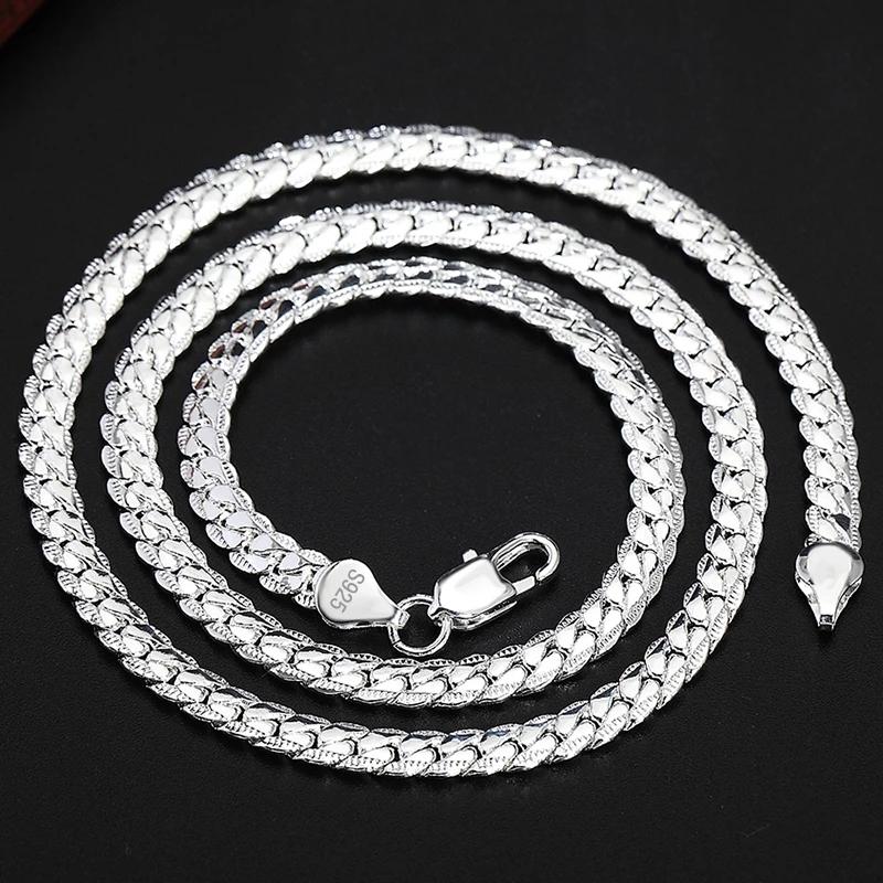 925 Sterling Silver 6mm Full Sideways Necklace 18/20/24 Inch Chain For Woman Men Fashion Wedding Engagement Jewelr
925 Sterling Silver 6mm Full Sideways Necklace 18/20/24 Inch Chain For Woman Men Fashion Wedding Engagement Jewelr