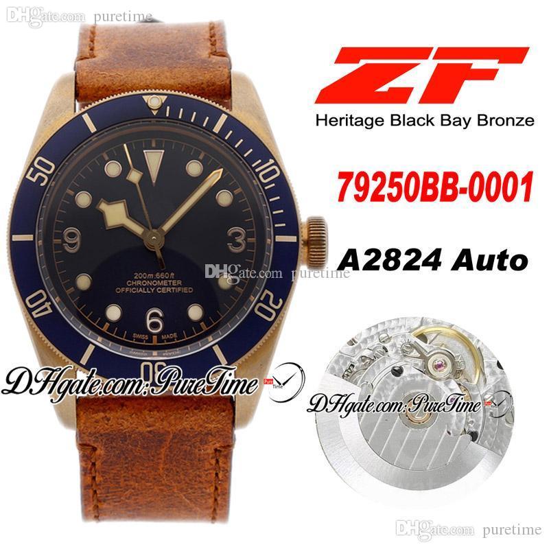 ZF Bronze A2824 Automatic Mens Watch 43mm Blue Dial Aged Brown Leather Strap Best Edition Puretime PTTD C09, Customized waterproof service
ZF Bronze A2824 Automatic Mens Watch 43mm Blue Dial Aged Brown Leather Strap Best Edition Puretime PTTD C09, Customized waterproof service