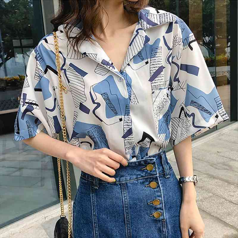 harajuku printing blouse casual shirt summer short sleeve women shirts blusas retro print chiffon blouses, White
harajuku printing blouse casual shirt summer short sleeve women shirts blusas retro print chiffon blouses, White