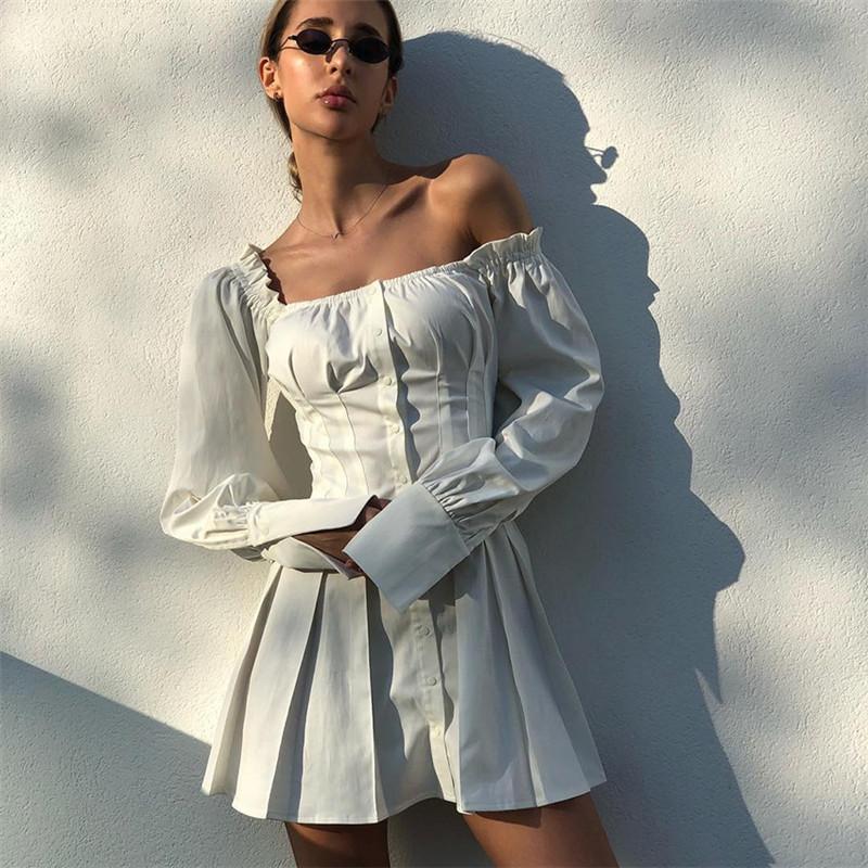 Sexy Women Ruched Off Shoulder Dress Autumn Square Neck Long Sleeve Solid Buttons Up Shirt Mini Dress Slim A-line Vestidos
Sexy Women Ruched Off Shoulder Dress Autumn Square Neck Long Sleeve Solid Buttons Up Shirt Mini Dress Slim A-line Vestidos