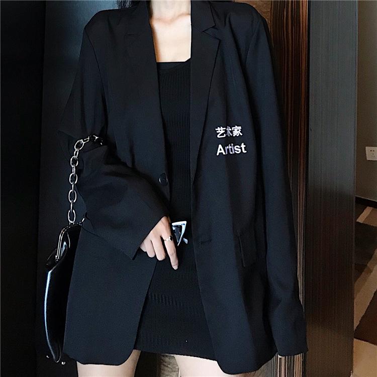 Women Fashion Letters Embroidery Blazer Spring Casual Oversized Single Breasted Female Jackets, As pic
Women Fashion Letters Embroidery Blazer Spring Casual Oversized Single Breasted Female Jackets, As pic