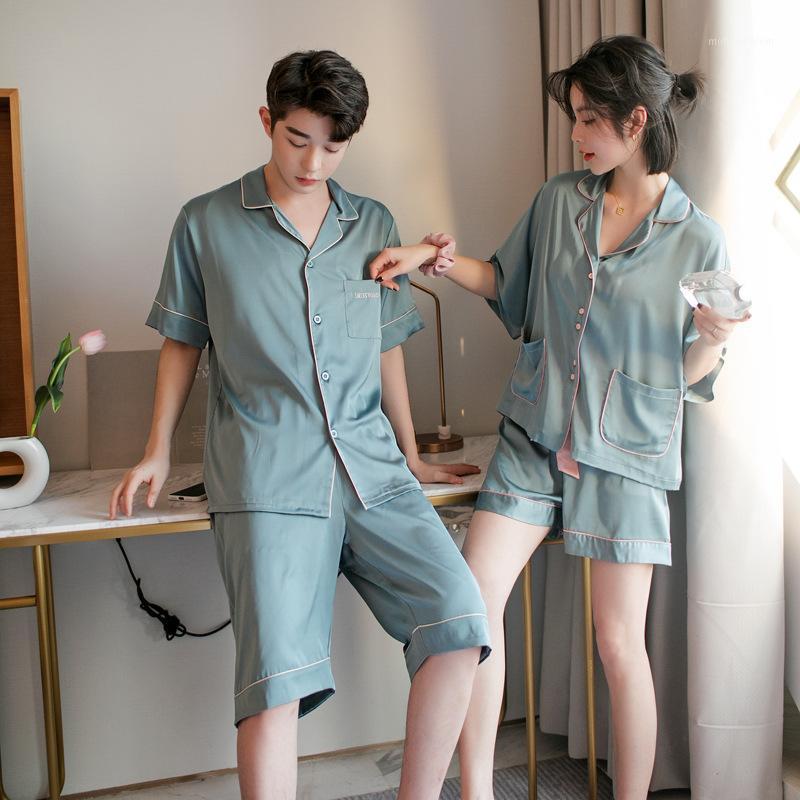 Summer Silk Set Short Sleeve With Pocket Shorts Sleepwear Men and Women Loose Style Home Suit couple pajamas1, Men pajamas 2
Summer Silk Set Short Sleeve With Pocket Shorts Sleepwear Men and Women Loose Style Home Suit couple pajamas1, Men pajamas 2