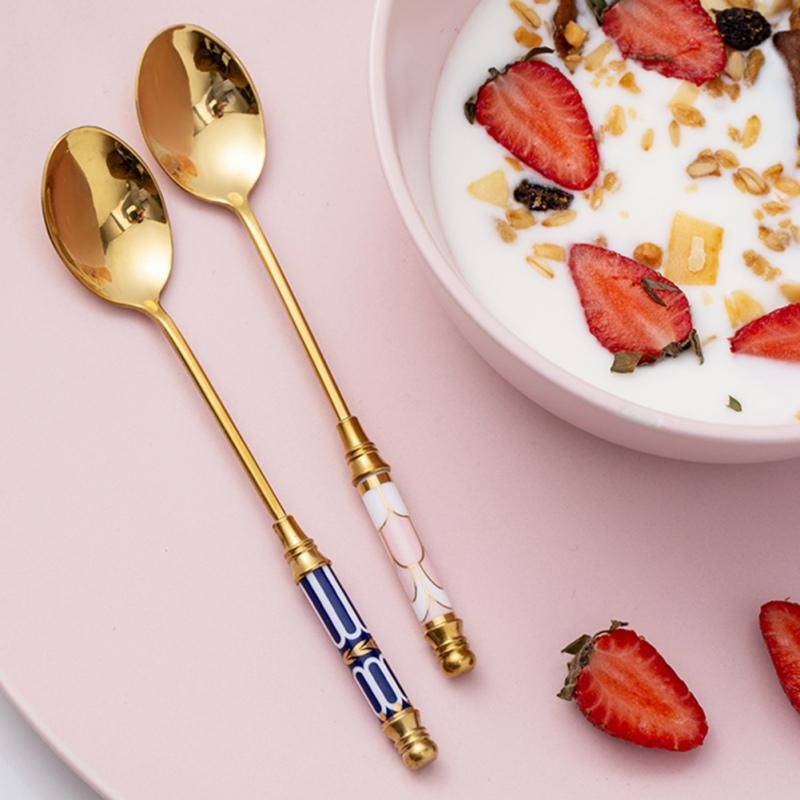 Coffee Spoon Stainless Steel Ceramic Long Handle Spoon Stirring Gold-Plated Dessert Coffee Stirring
Coffee Spoon Stainless Steel Ceramic Long Handle Spoon Stirring Gold-Plated Dessert Coffee Stirring